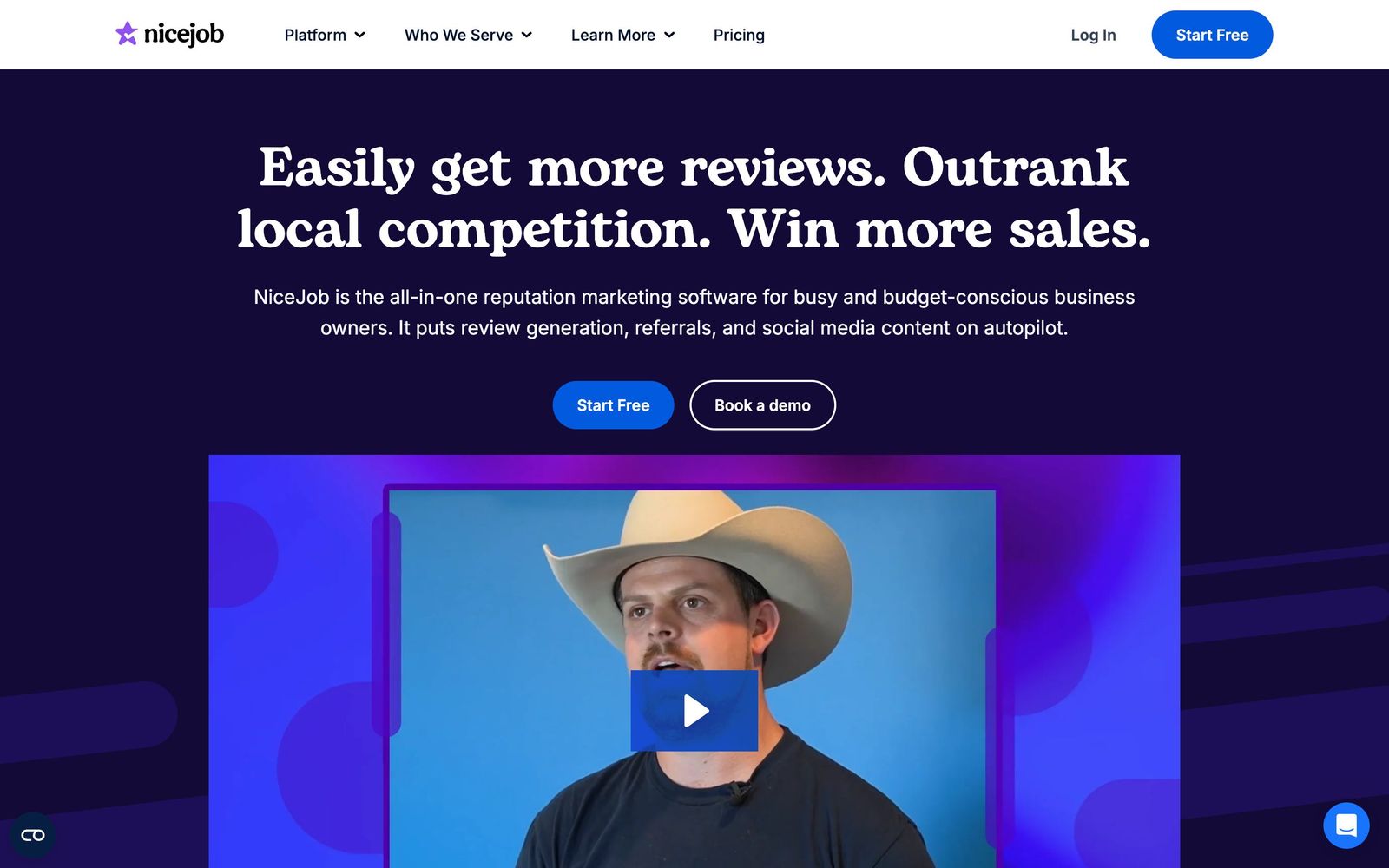 NiceJob website, homepage
