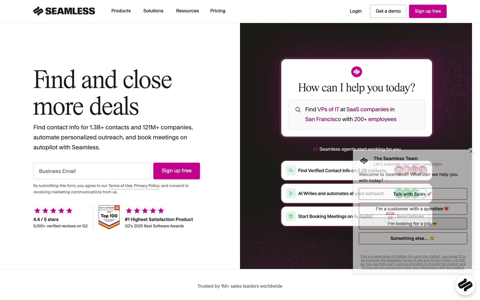 Seamless.AI website: homepage