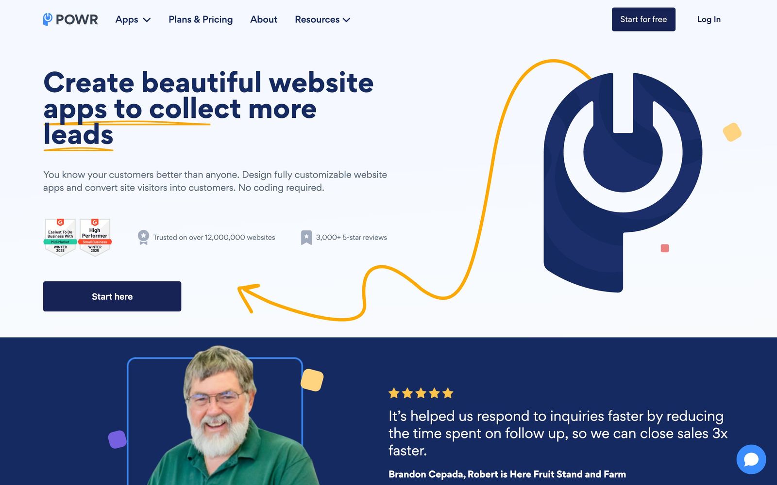 POWR website, homepage