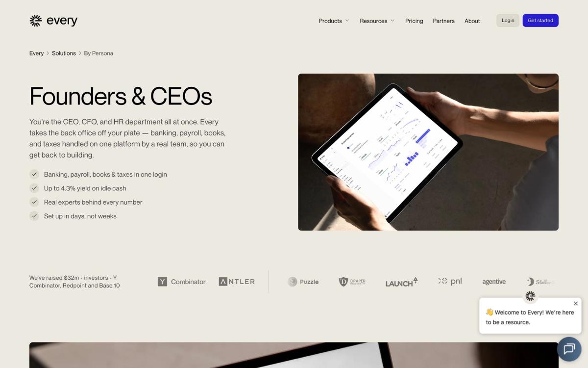 Every, solutions page screenshot