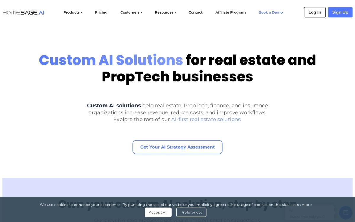 Homesage.ai: solutions page screenshot