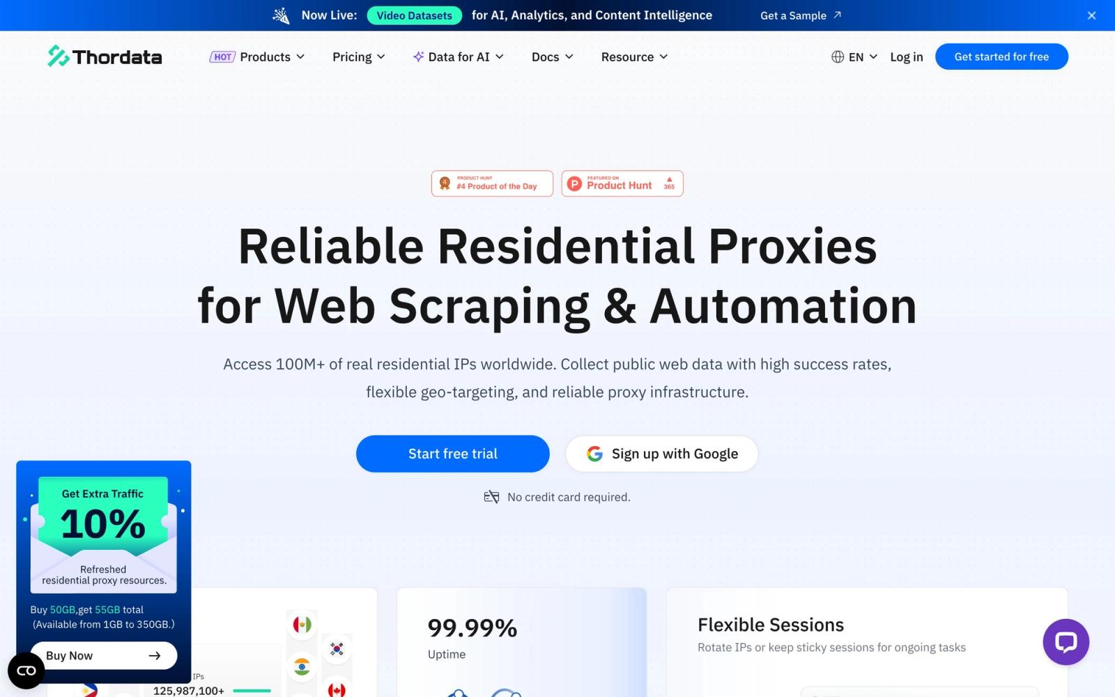 Thordata website, homepage
