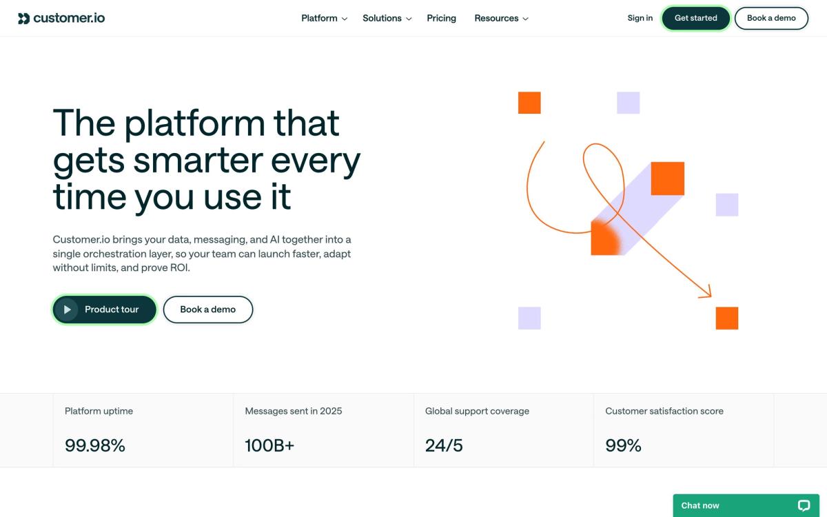 Customer.io, product page screenshot