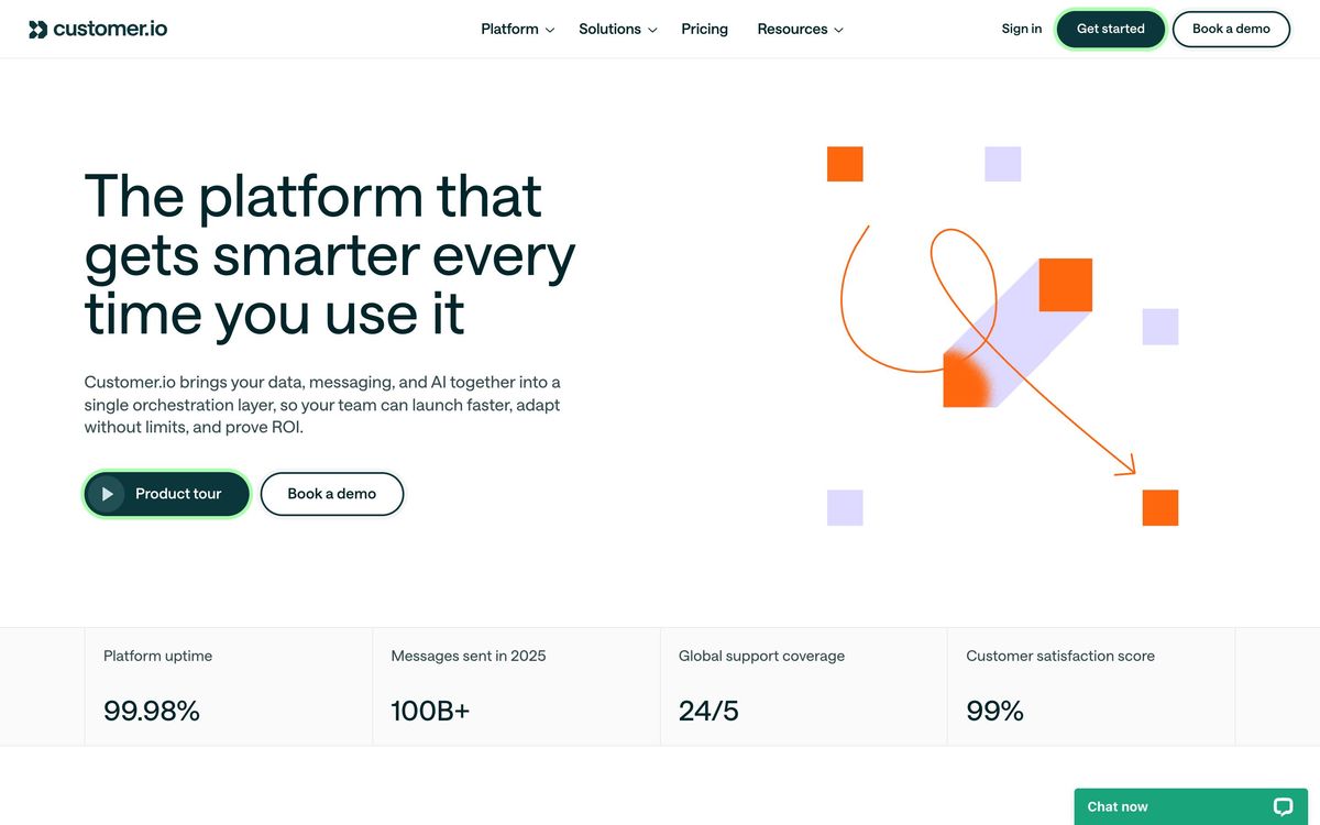 Customer.io, product page screenshot