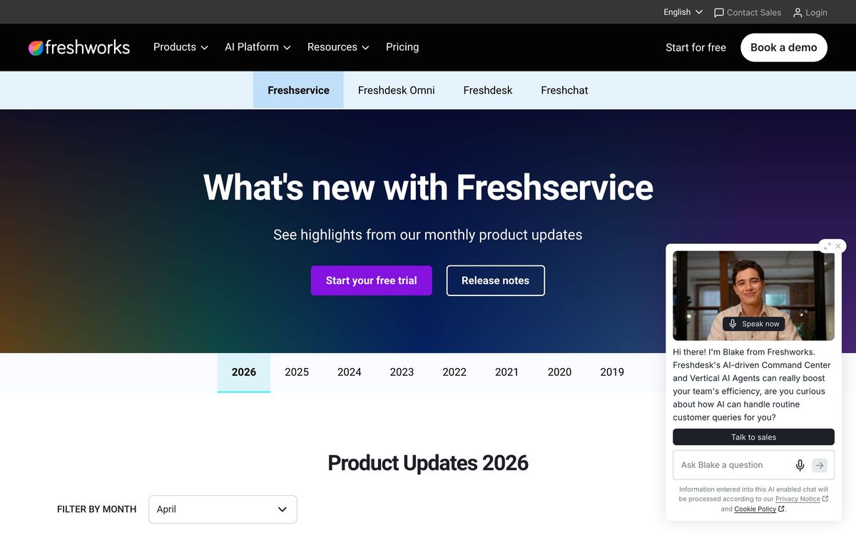 Freshdesk, product page screenshot