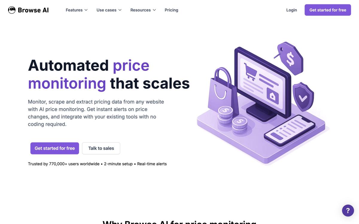 Browse AI: use cases page screenshot