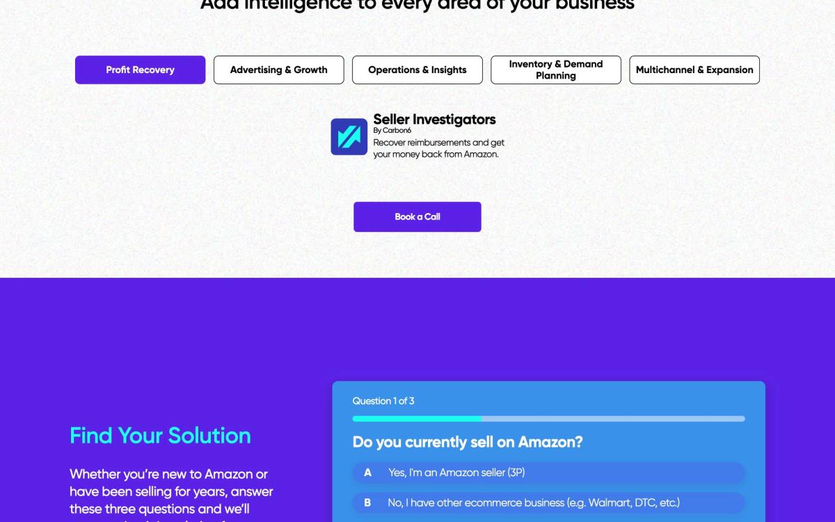 Carbon6, product overview page screenshot