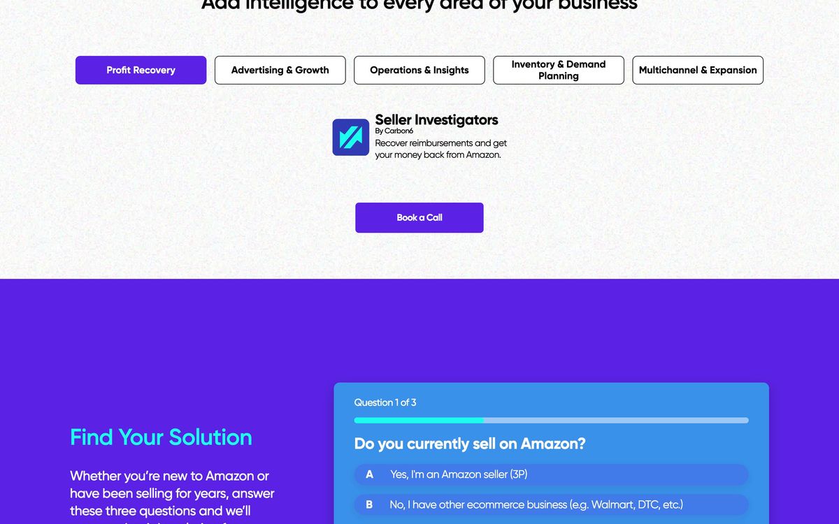 Carbon6, product overview page screenshot