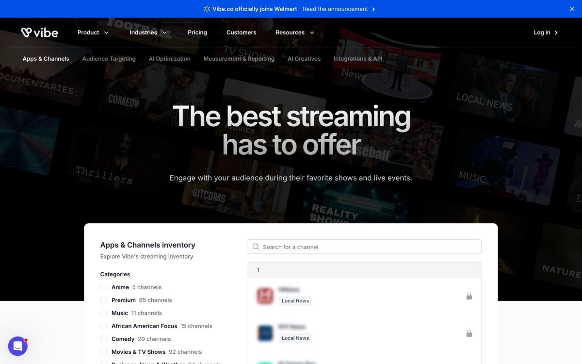 Vibe, features page screenshot