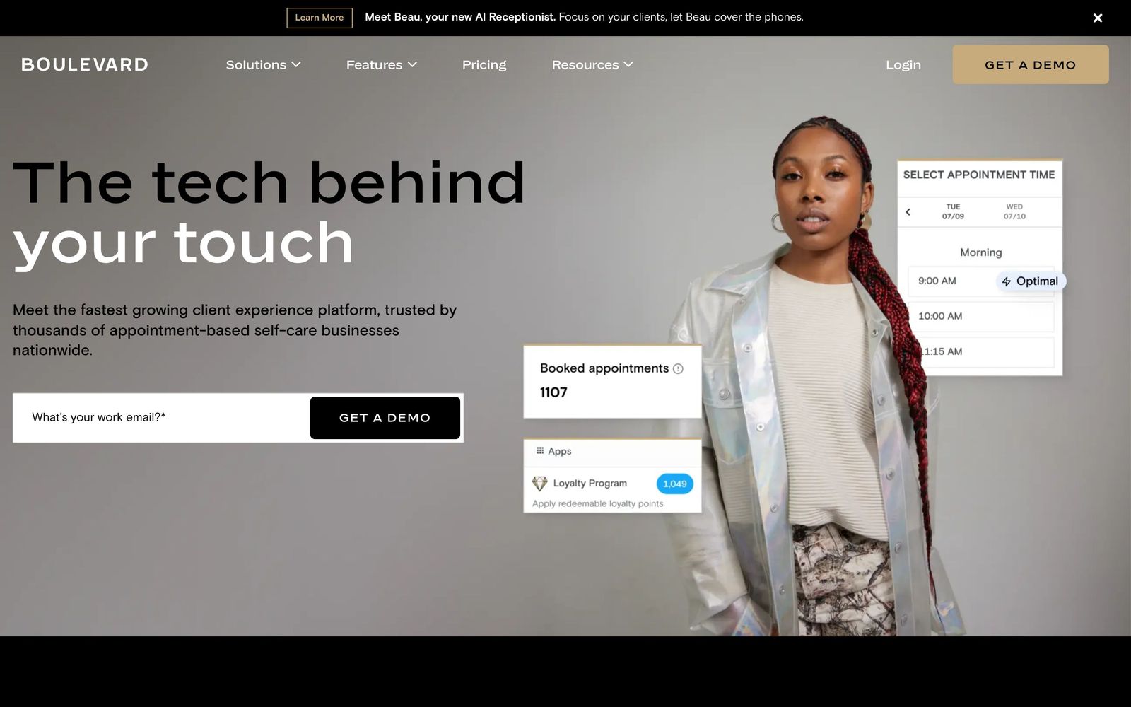 Boulevard website, homepage