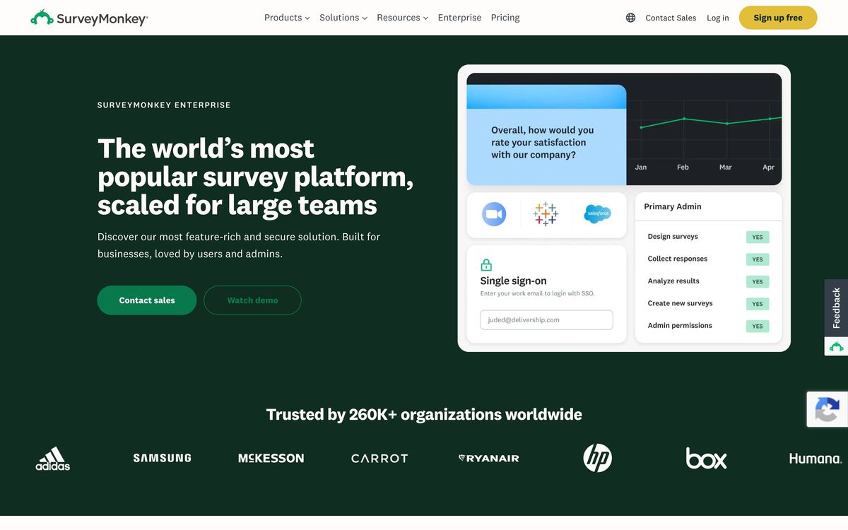 SurveyMonkey, product page screenshot