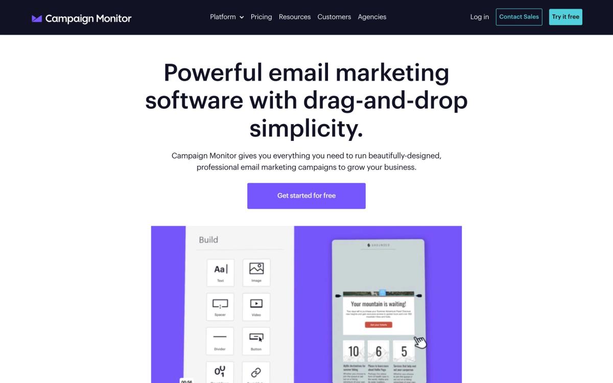 Campaign Monitor, features page screenshot