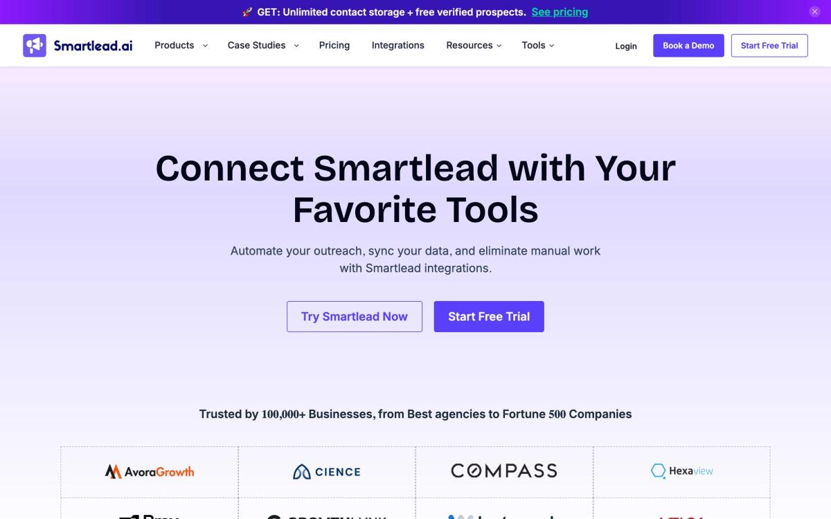 Smartlead: integrations page screenshot