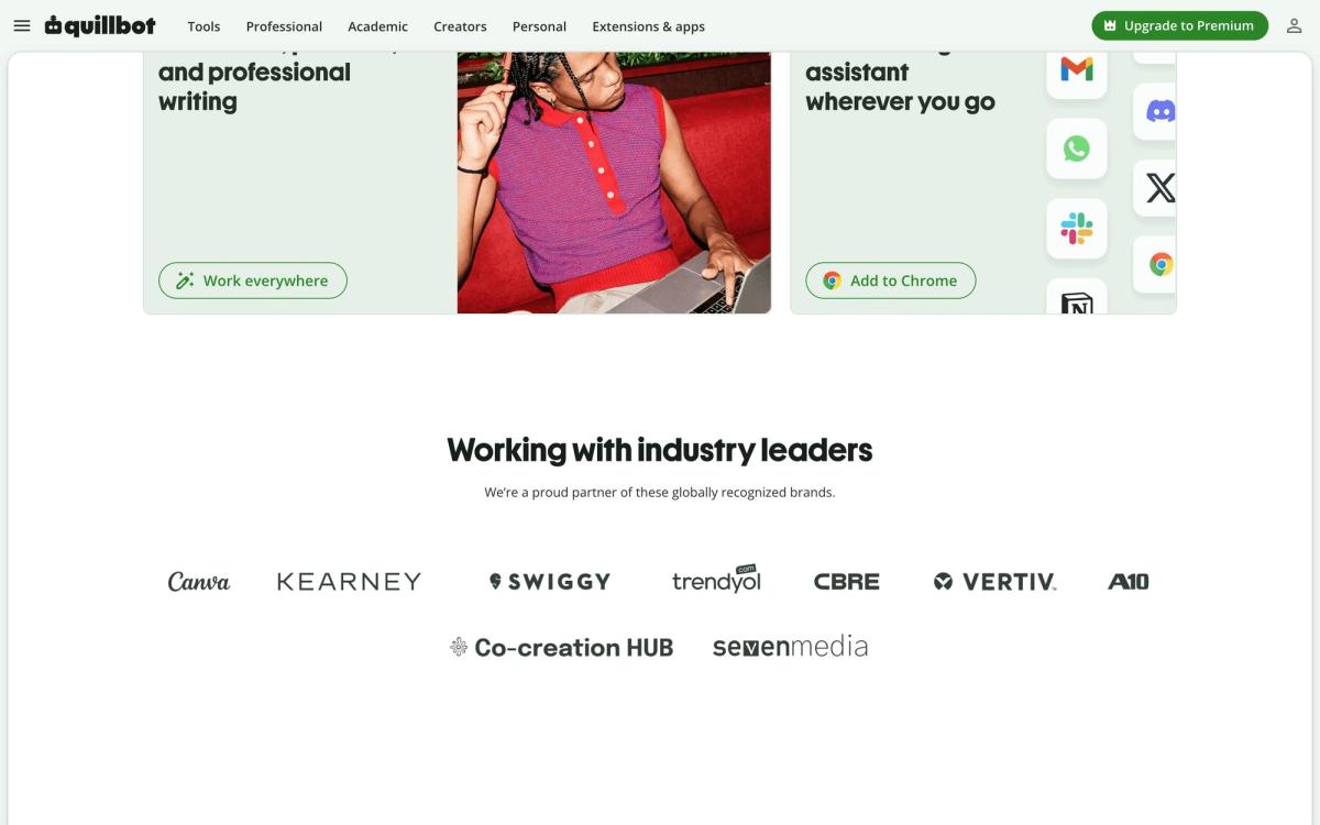 QuillBot: product overview page screenshot
