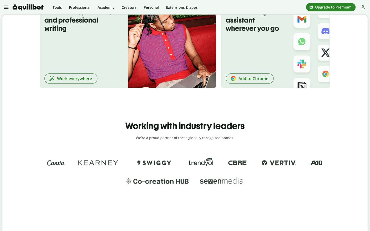 QuillBot: product overview page screenshot