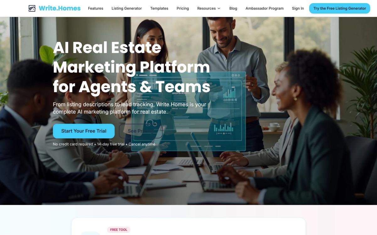 Write.homes: features page screenshot