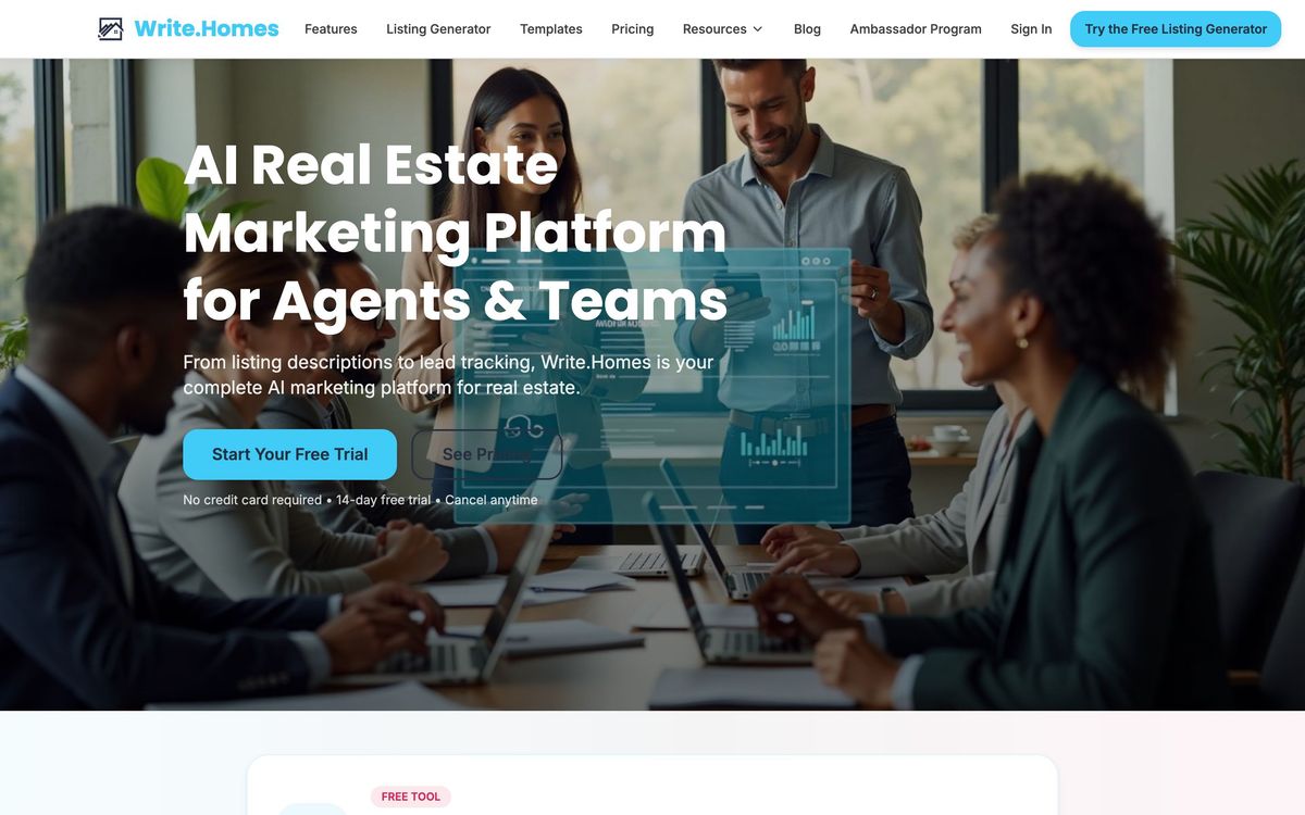 Write.homes: features page screenshot
