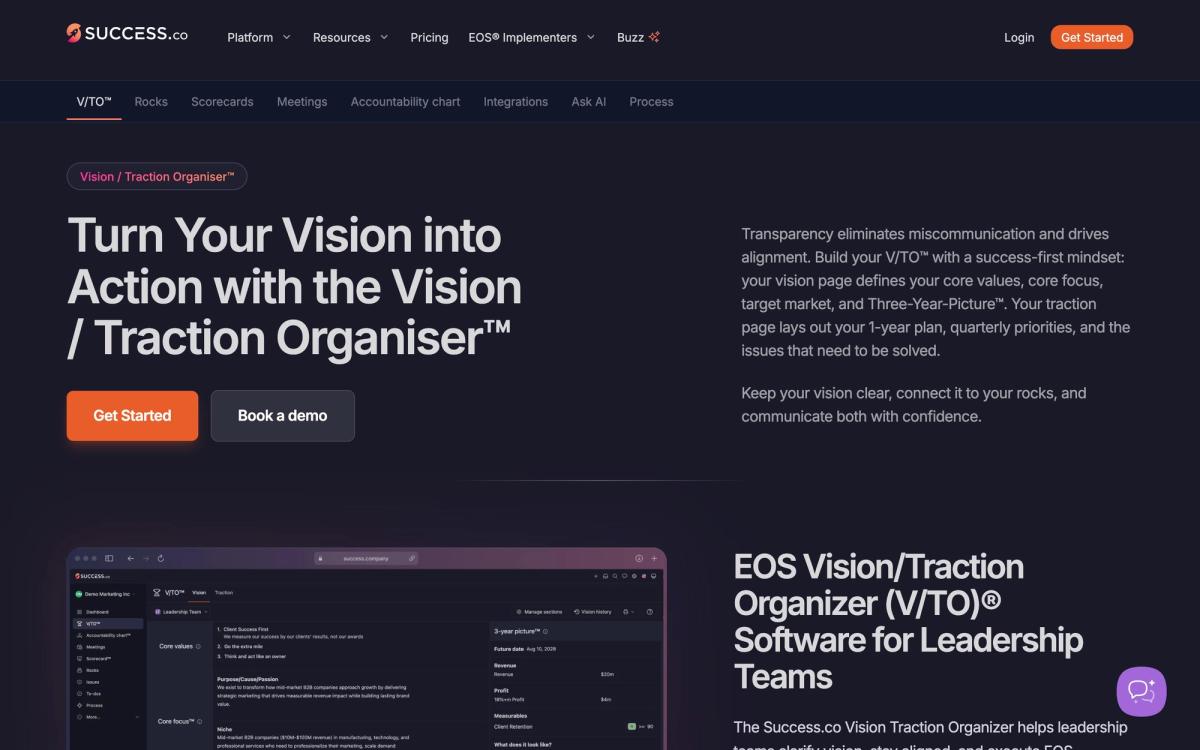 Success.co, product page screenshot