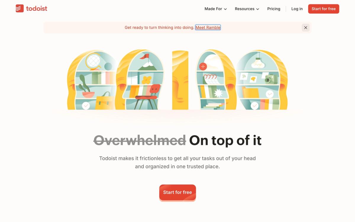 Todoist, how it works page screenshot