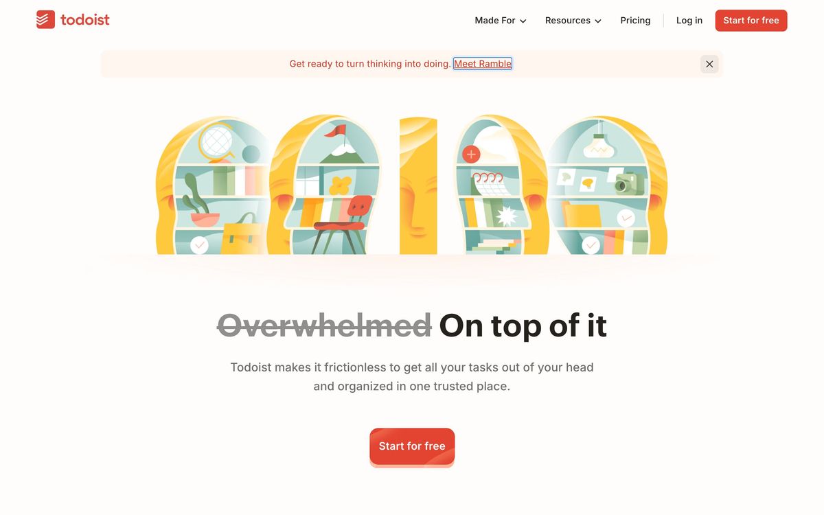 Todoist, how it works page screenshot