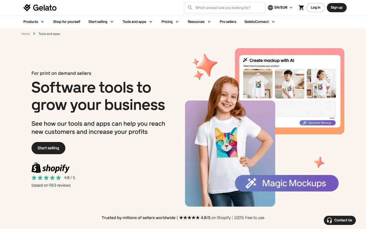 Gelato, features page screenshot