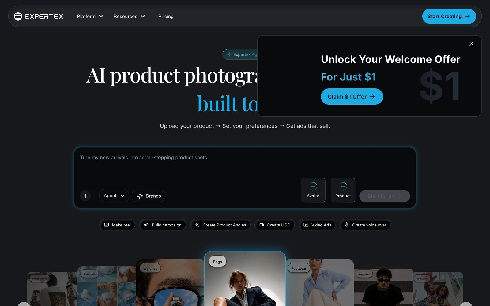 ExpertEx website, homepage