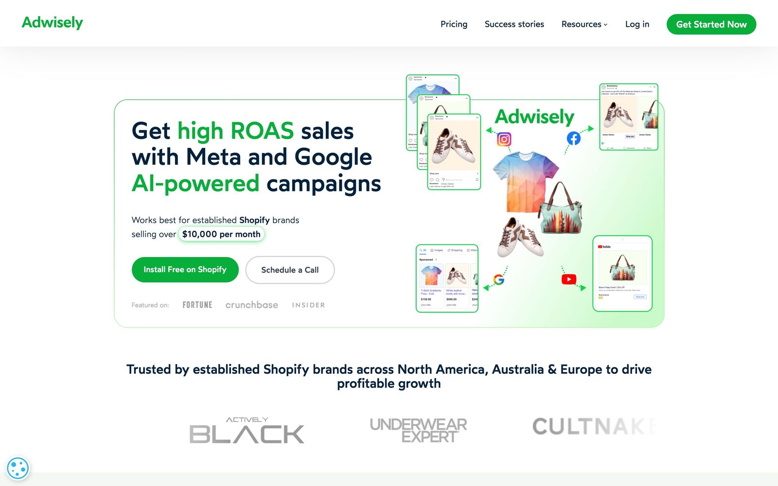 Adwisely website, homepage