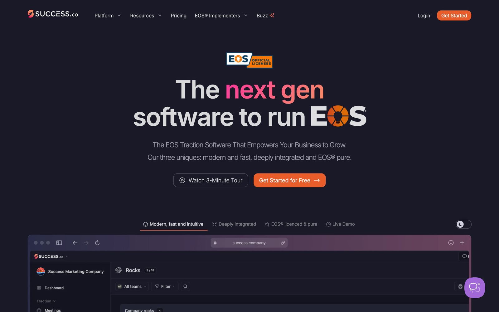 Success.co website, homepage