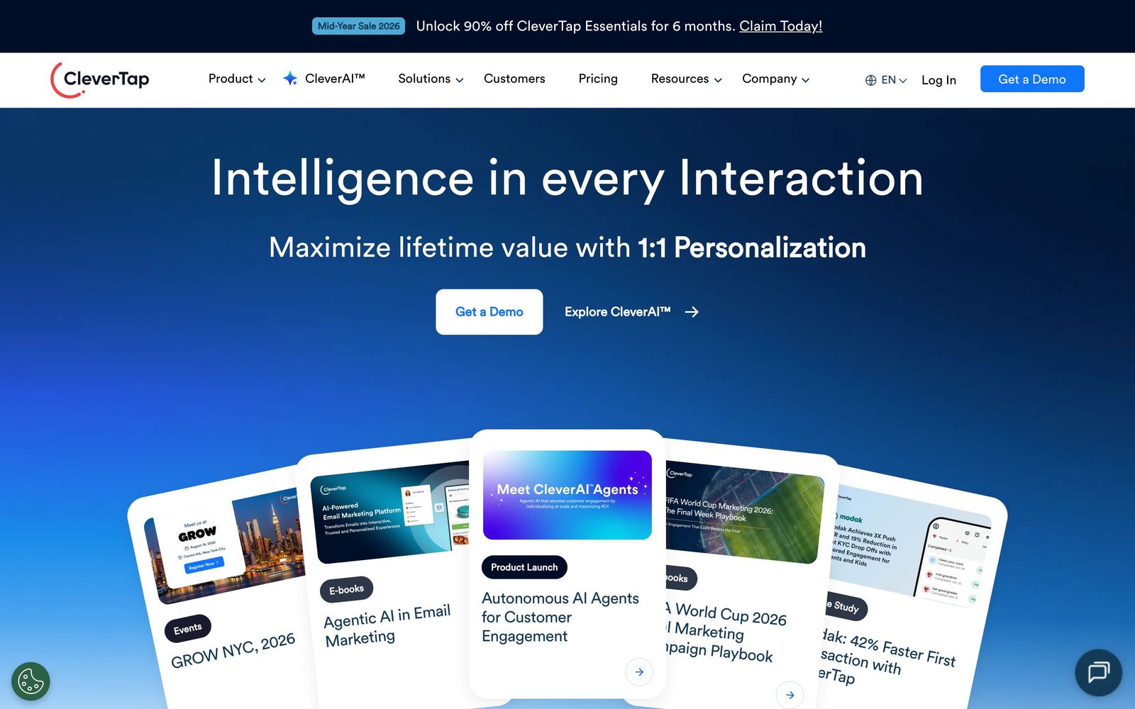 CleverTap website, homepage