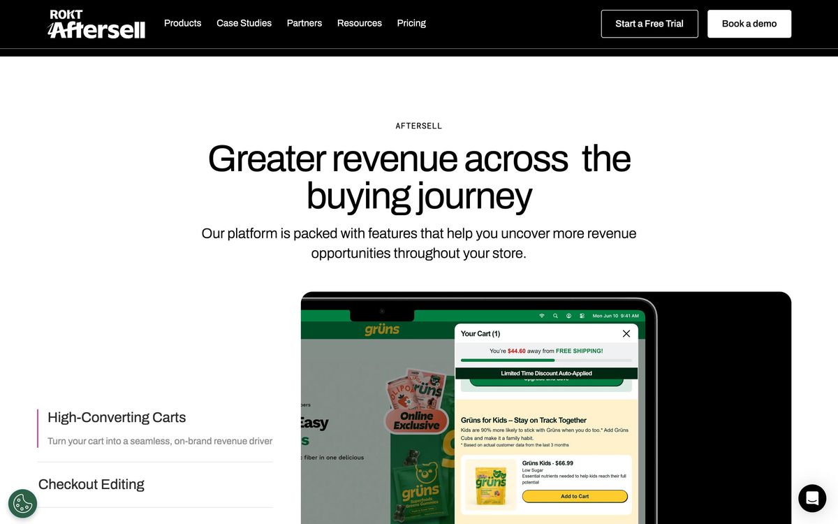 AfterSell by Rokt, product overview page screenshot