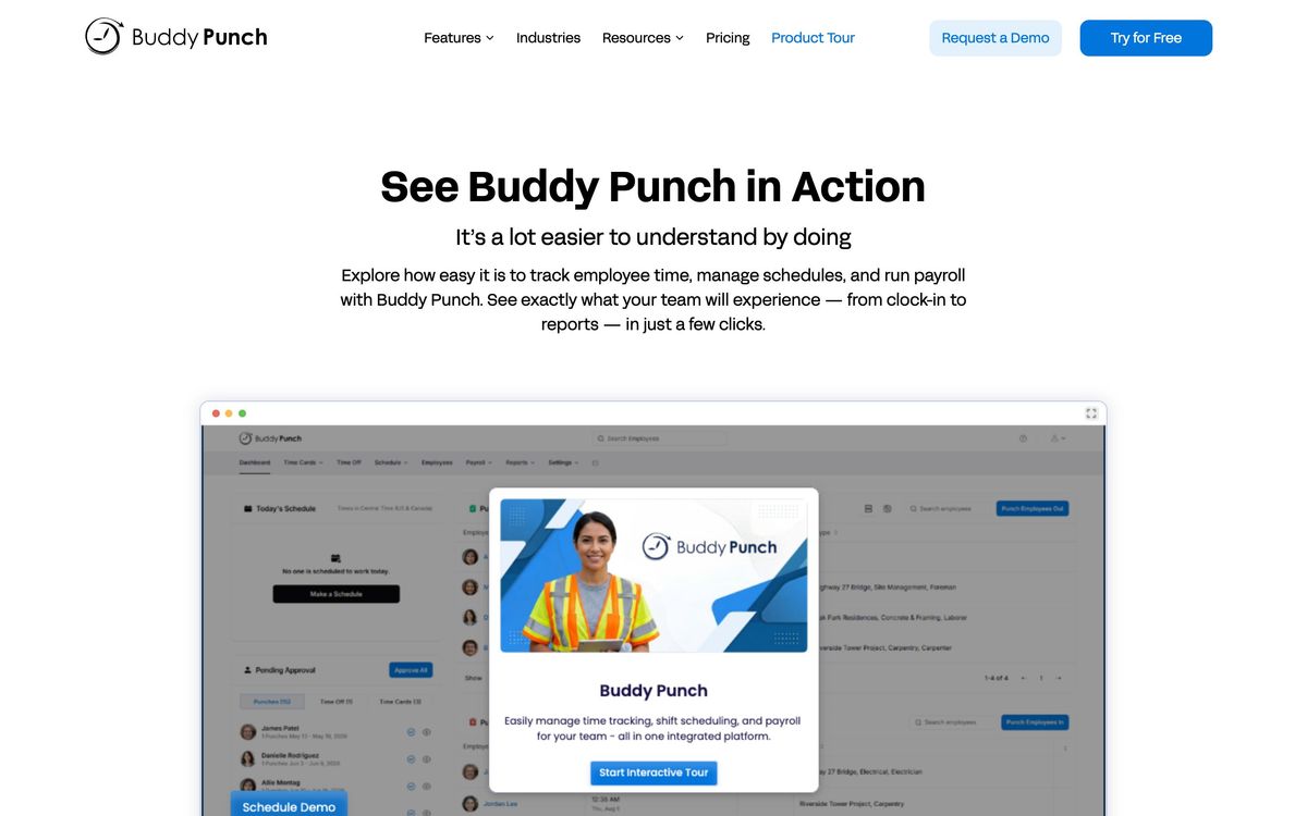 Buddy Punch, product page screenshot