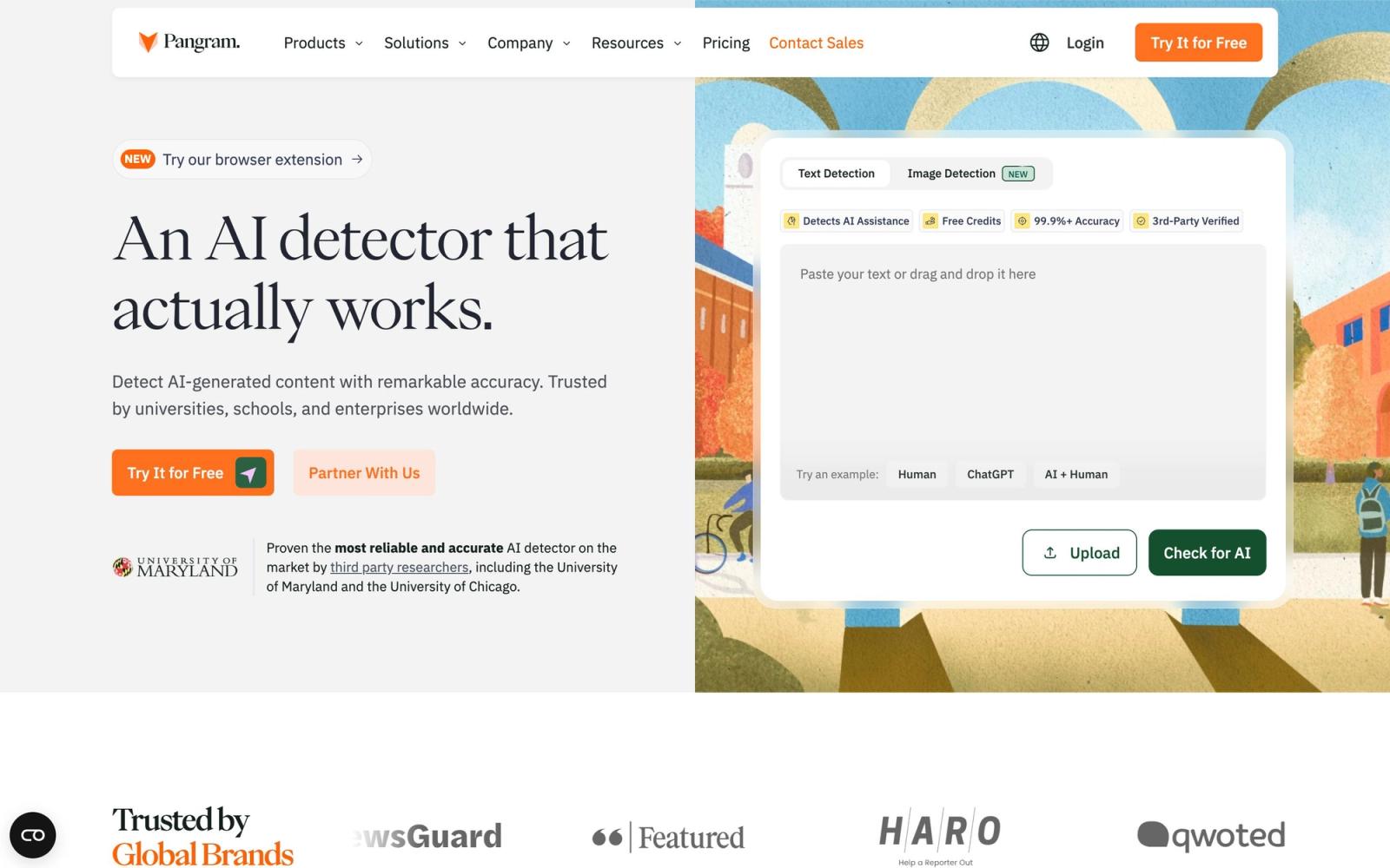 Pangram Labs website, homepage