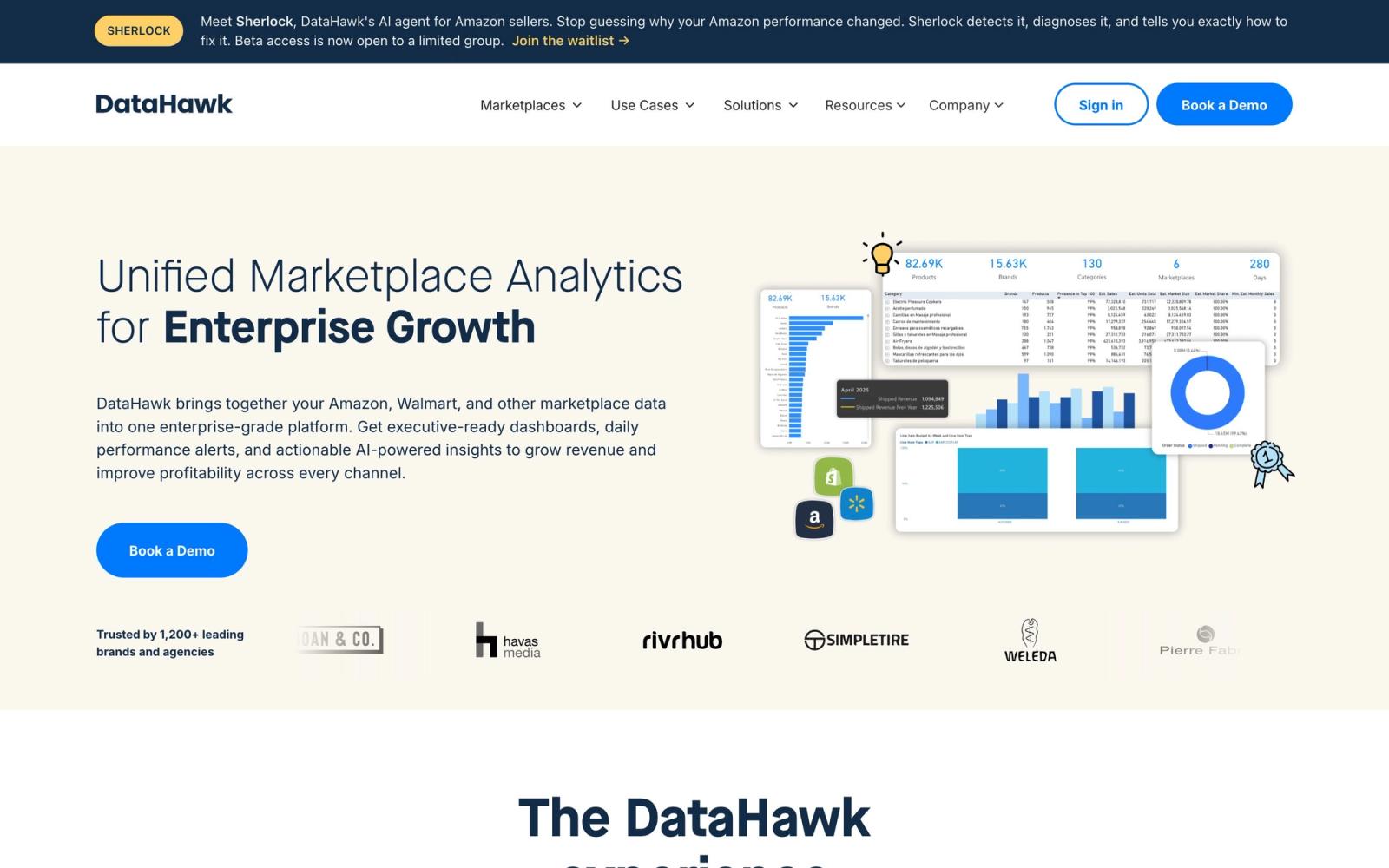 DataHawk website: homepage