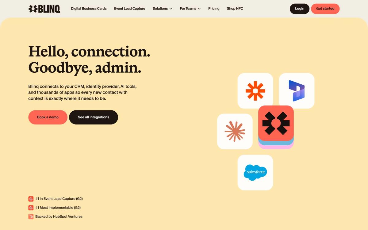 Blinq, integrations page screenshot