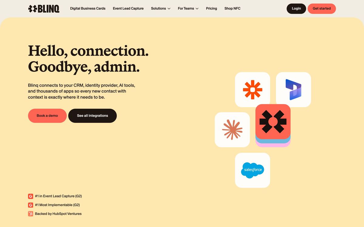 Blinq, integrations page screenshot