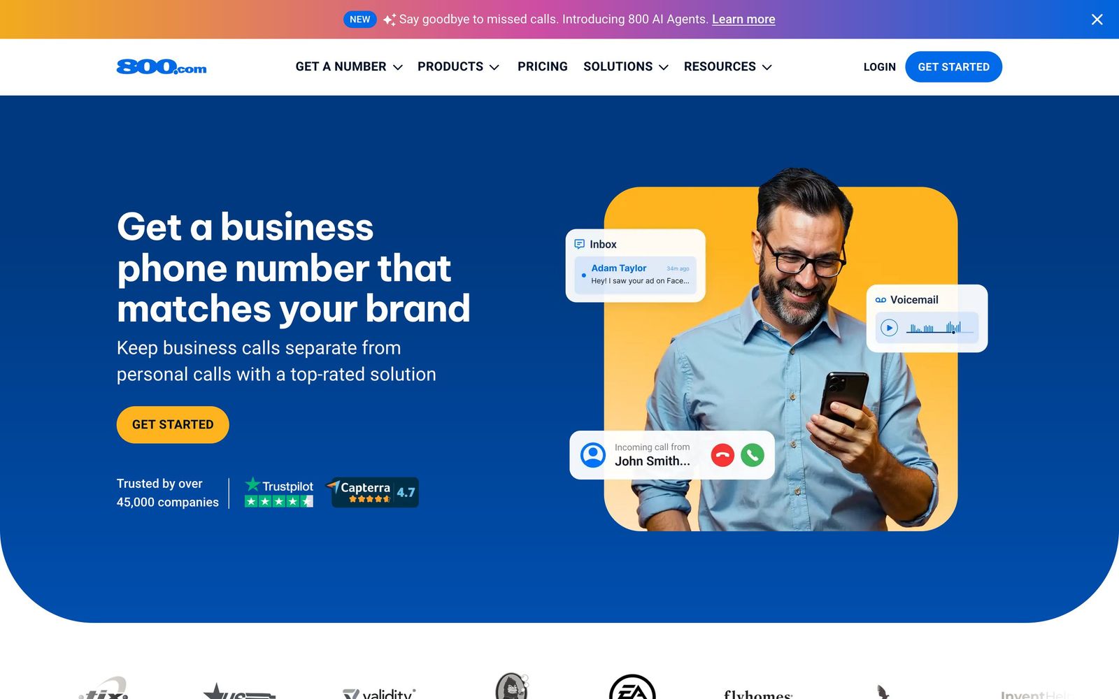 800.com website, homepage