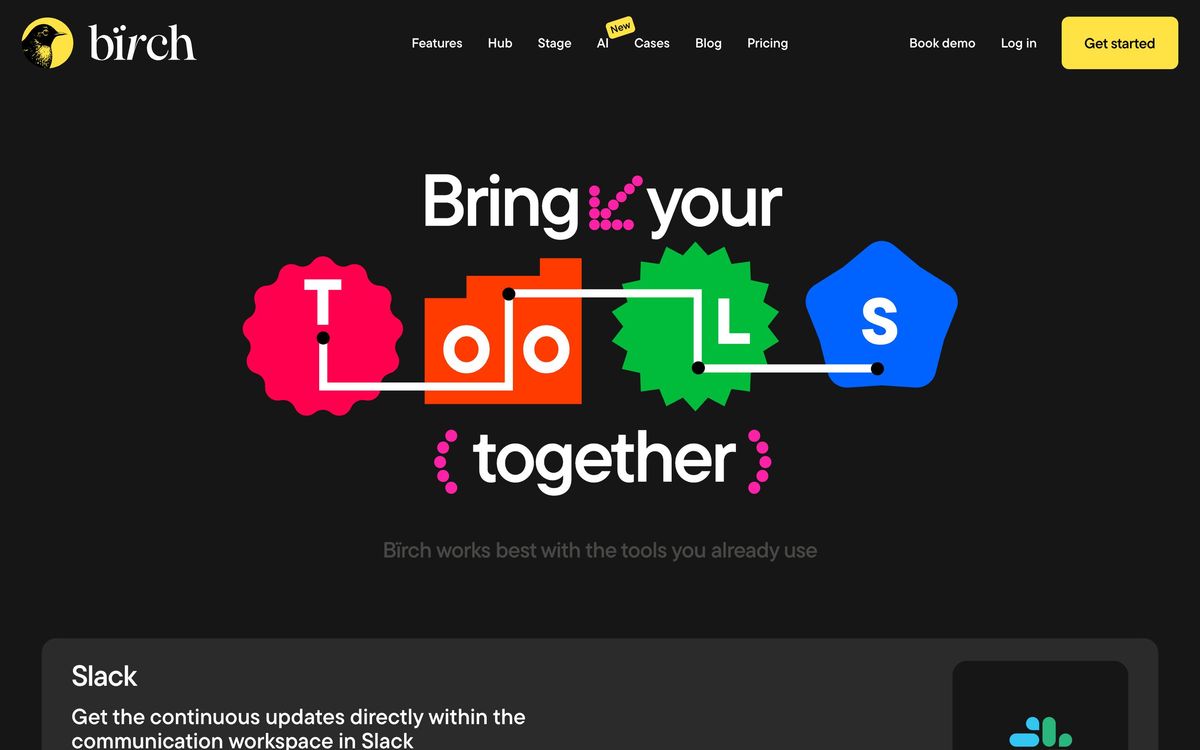 Bïrch, integrations page screenshot