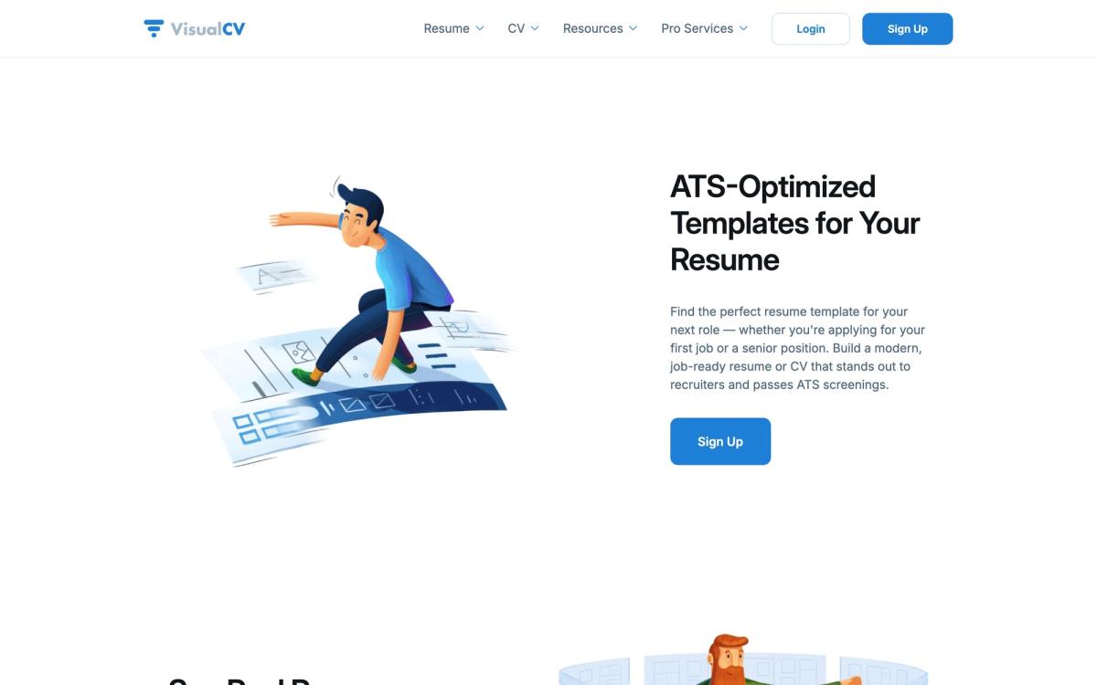 VisualCV, product overview page screenshot