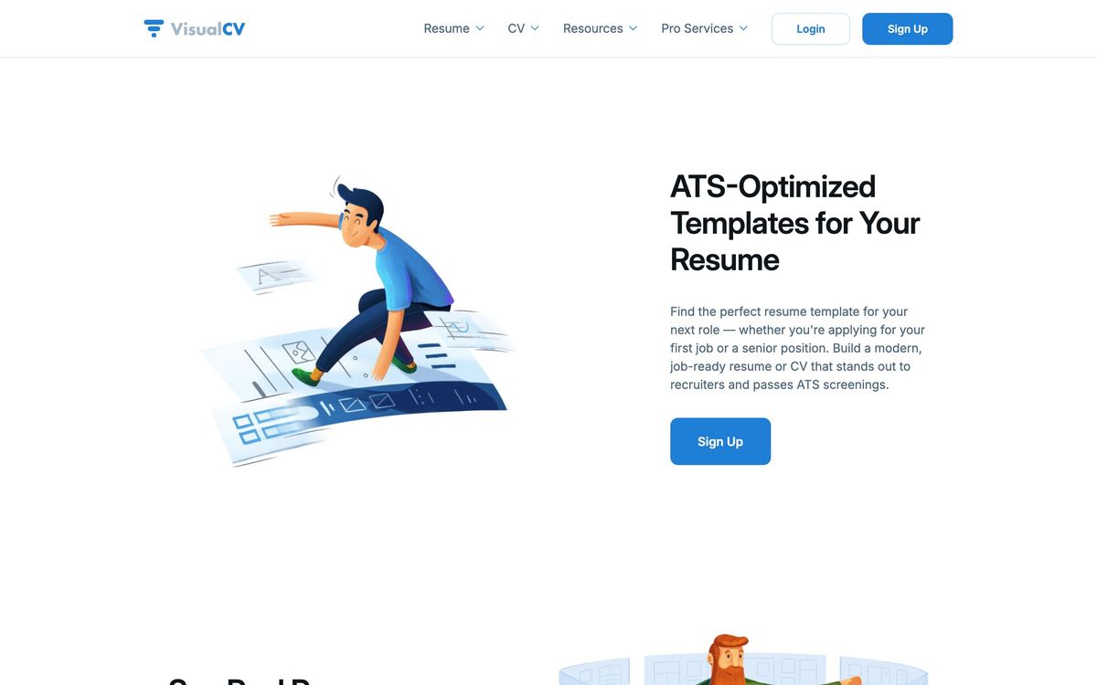 VisualCV, product overview page screenshot