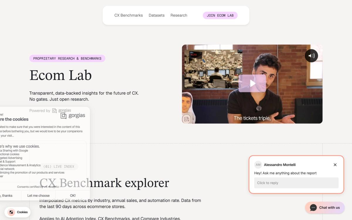 Gorgias, features page screenshot