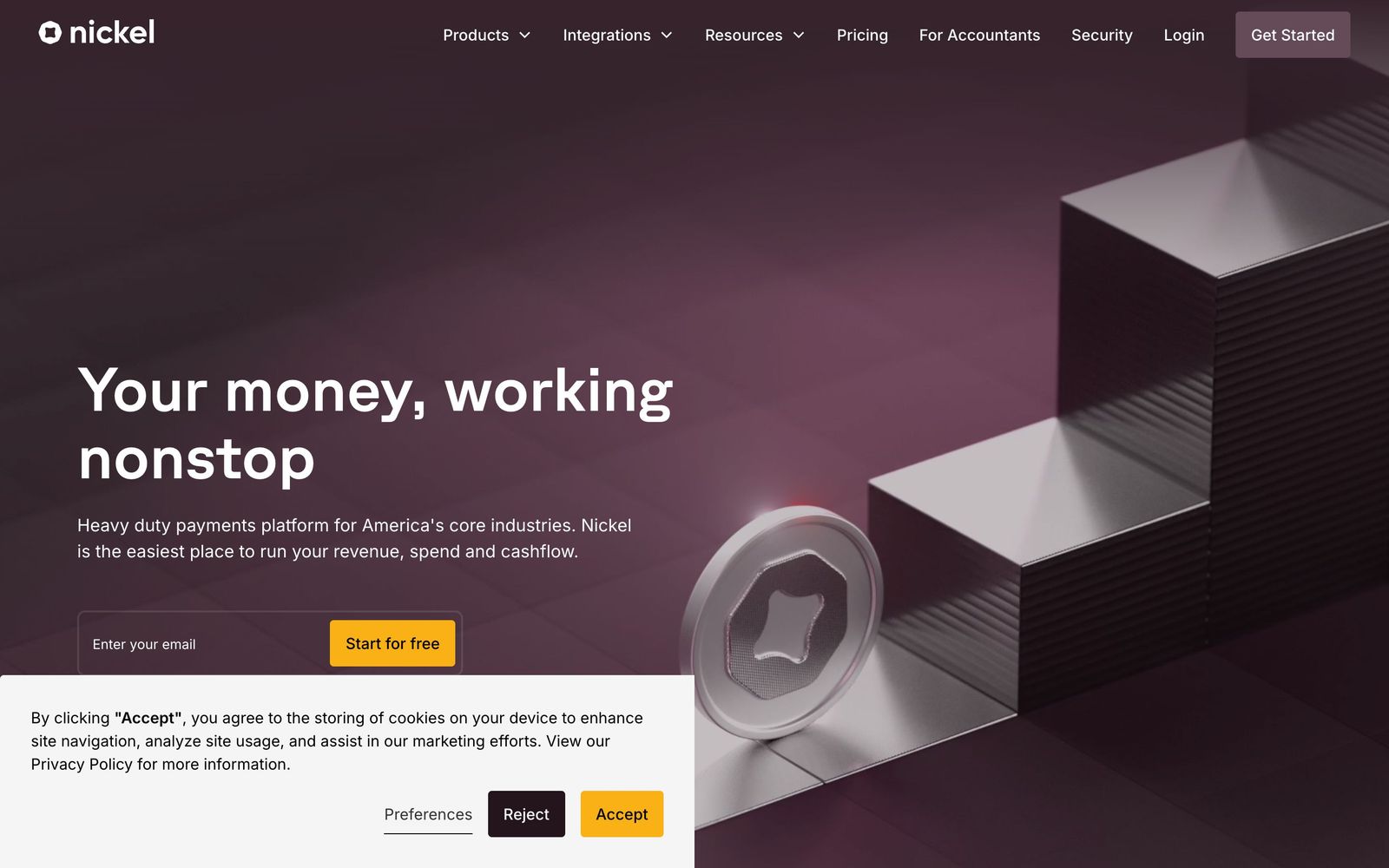Nickel website: homepage
