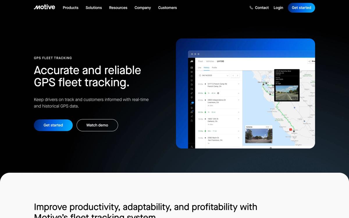 Motive, features page screenshot