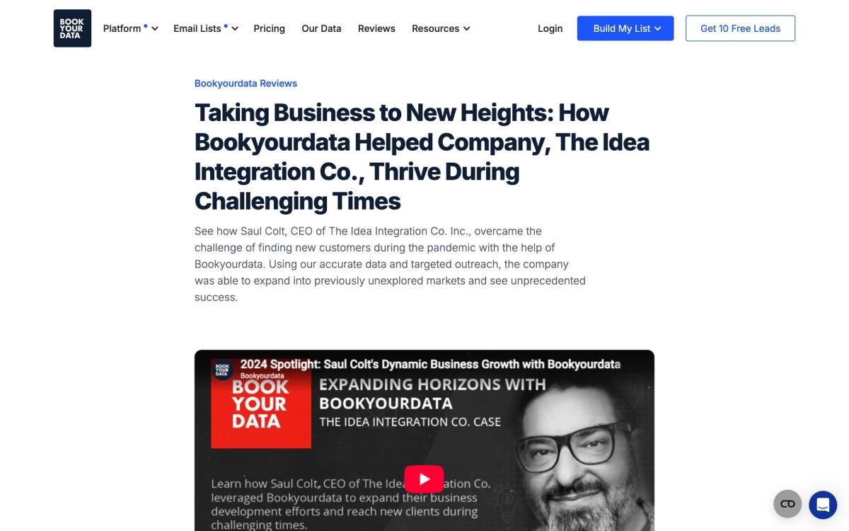 Bookyourdata, integrations page screenshot