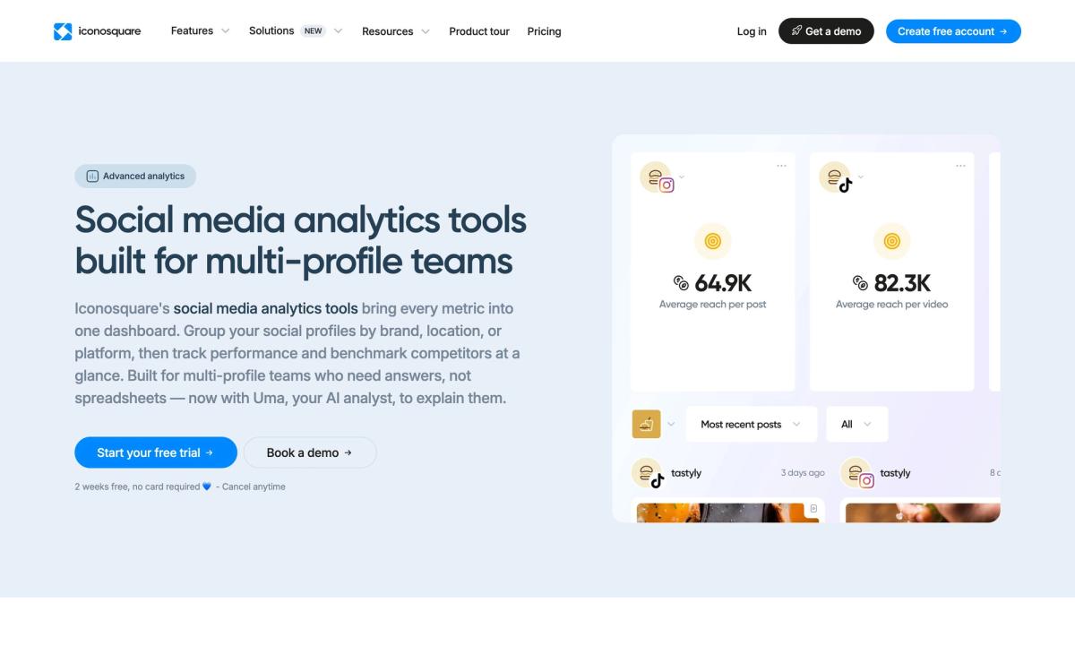 Iconosquare, features page screenshot