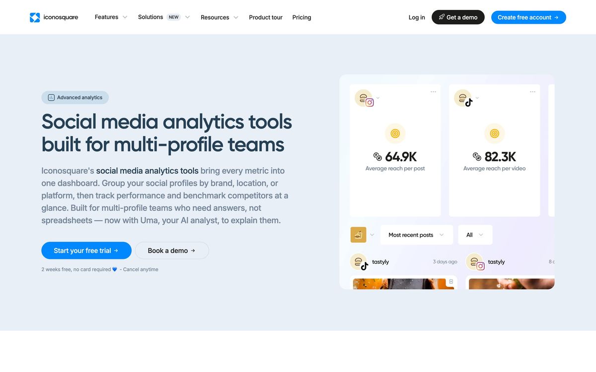 Iconosquare, features page screenshot