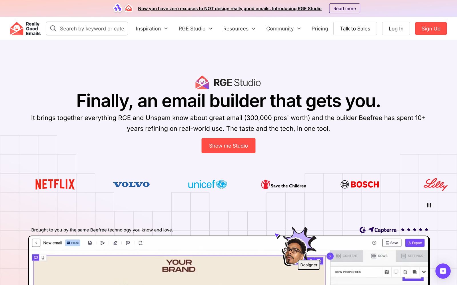 RGE Studio website, homepage