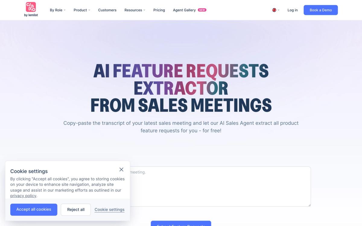 Claap, features page screenshot