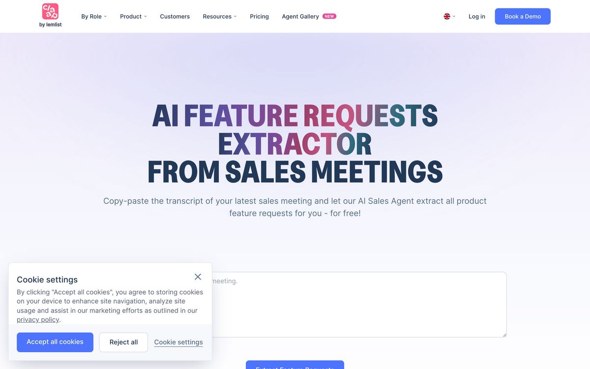 Claap, features page screenshot