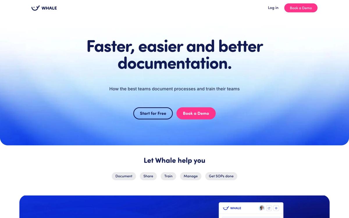 Whale, features page screenshot