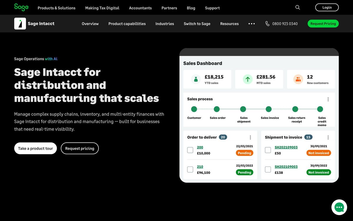 Sage Accounting: product page screenshot
